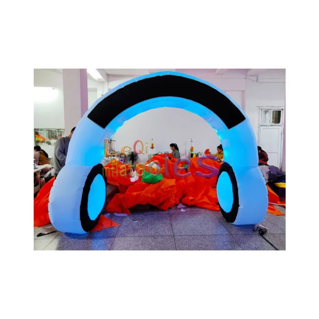 3m led headphones arch inflatable model for store promotion outdoor decoration arch inflatable headphones model with light