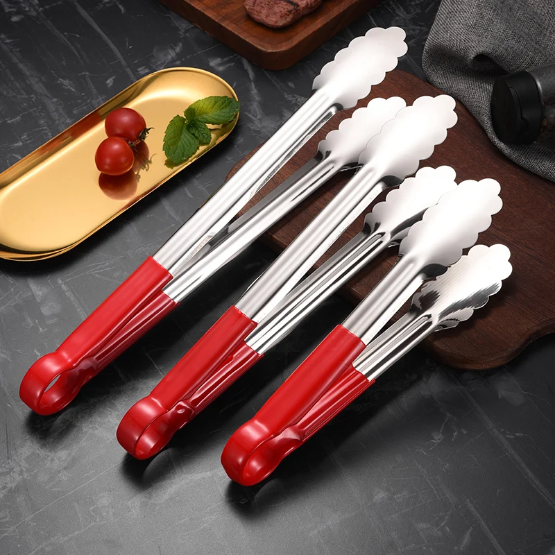 Premium quality anti slip stainless steel tongs Cooking Kitchen Clip Kitchen Buffet Party Catering Salad Serving Tongs