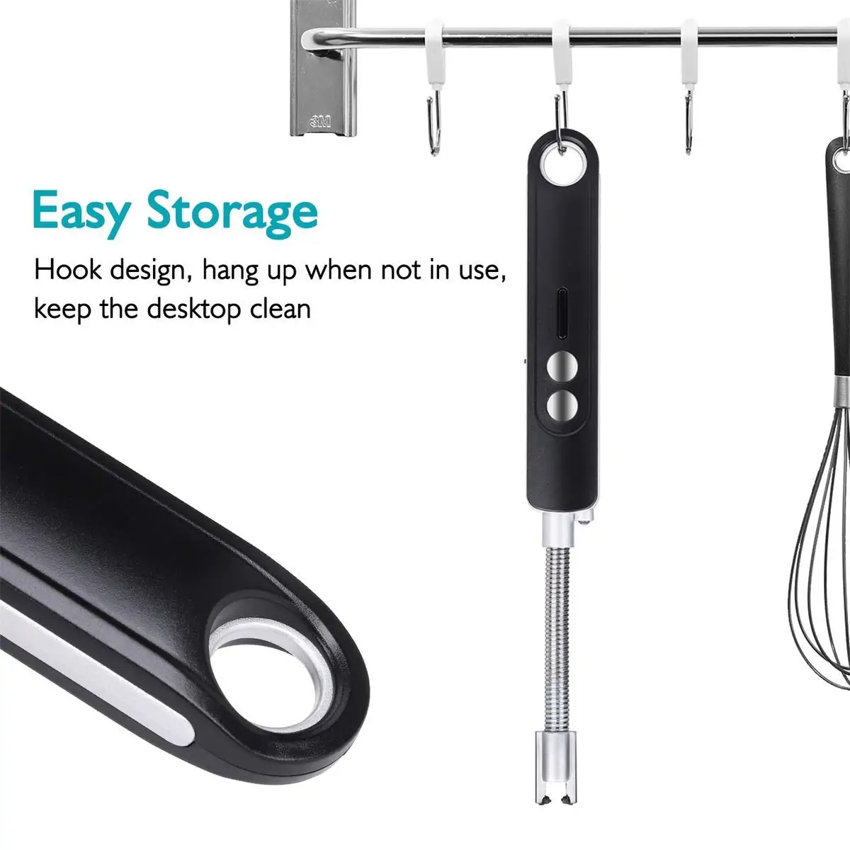 Kitchen Electric Candle Lighter Single  Arc Windproof Lighters Without Gas Rechargeable Lighter with Flashlight Igniter