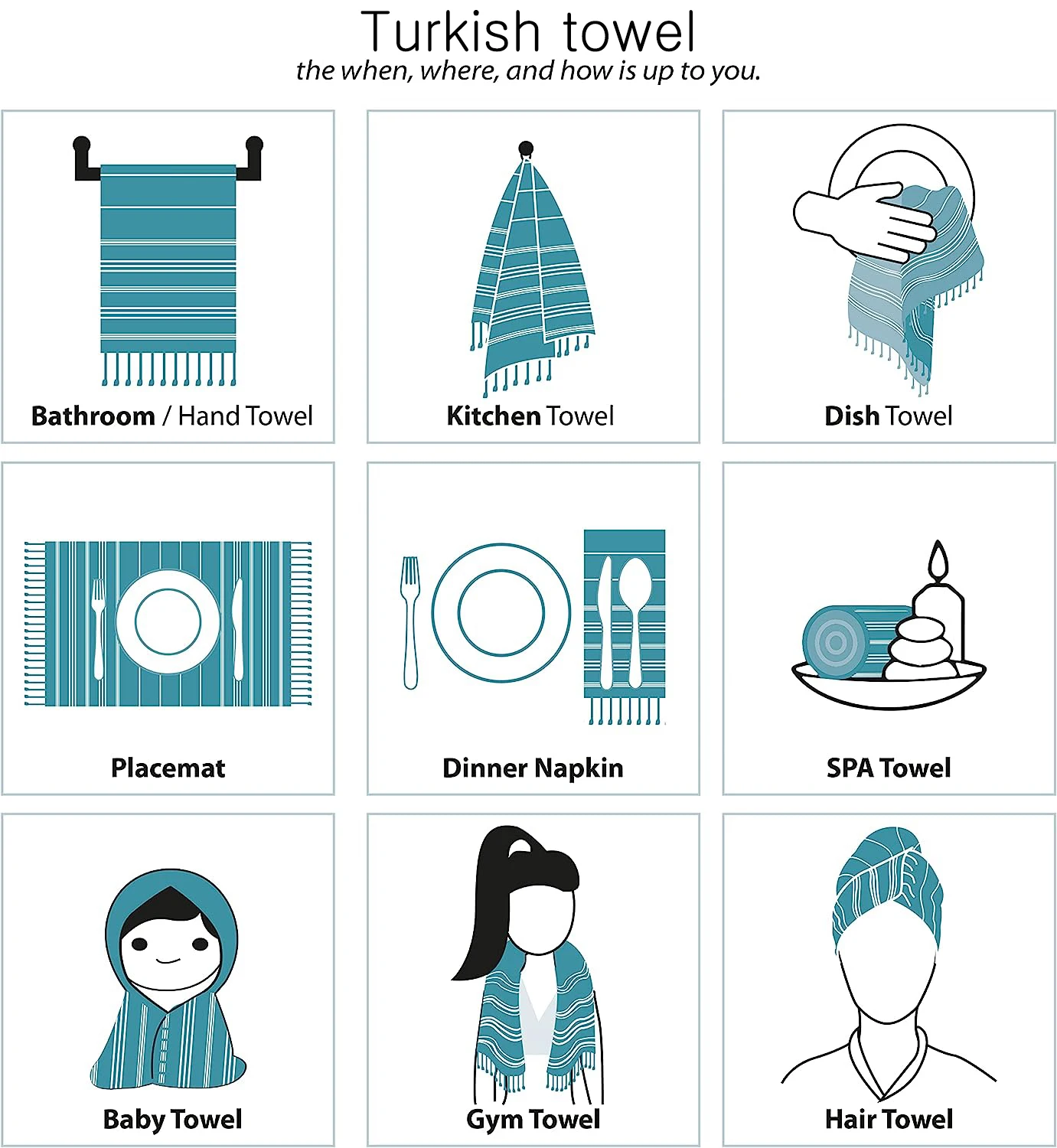 Luxury Wholesale Machine Washable Turkish Hand Bath Towels Decorative Dishcloth for Home Kitchen Use