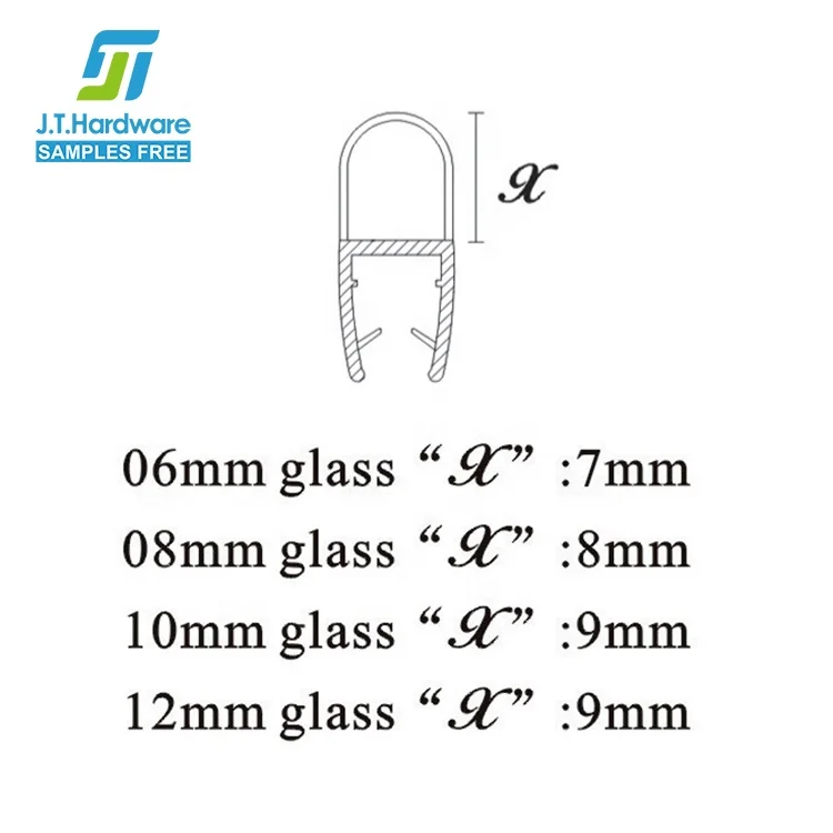 Bathroom Accessories Frameless Glass Shower Door Waterproof Translucent Plastic PVC Sealing Strip