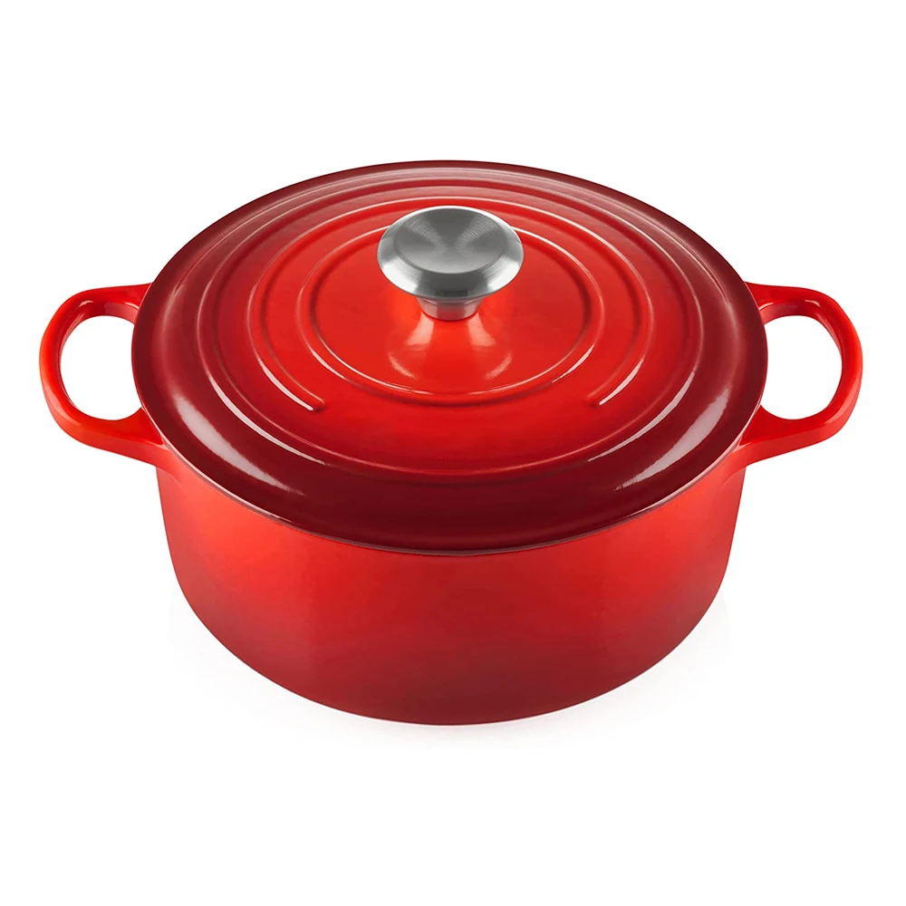 Amazon Hot Sale Colorful Enamel Non Stick Cast Iron Casserole Pot Kitchen Casseroles Round Dutch Oven With Two Ears