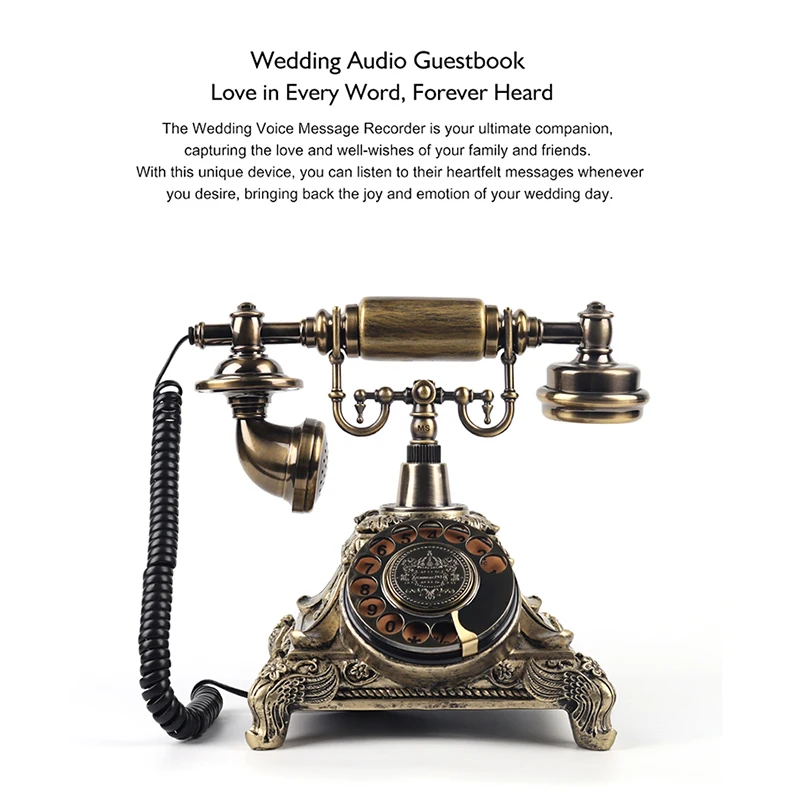 Bronze voice recording audio guestbook retro audio guestbook phone for wedding decoration