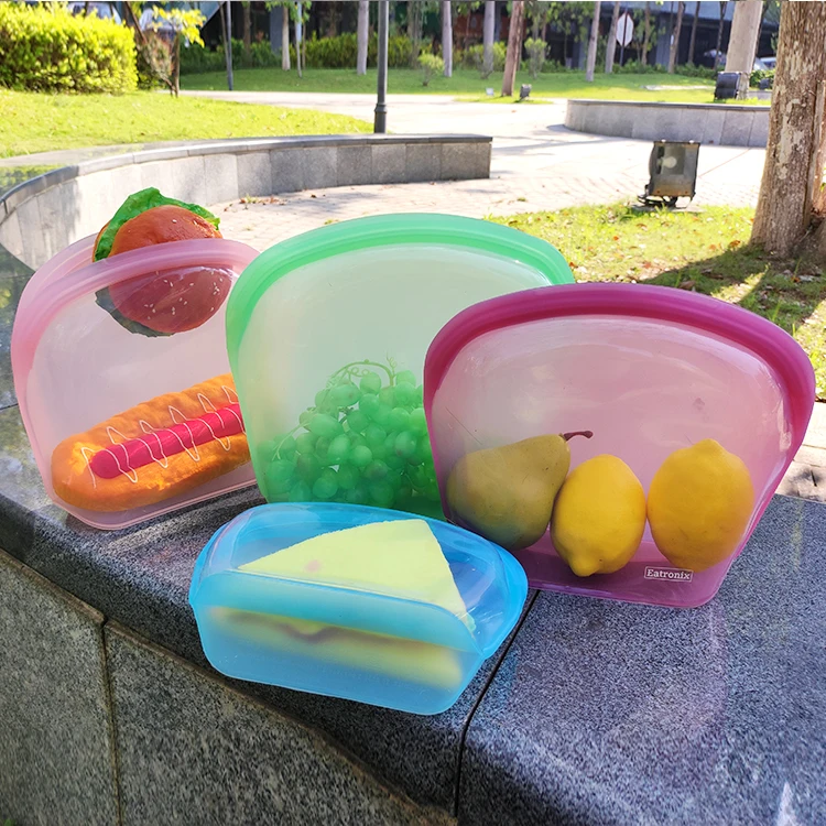 Wholesale Food Grade Heat Resistant 3.5L 2L 1L Reusable Silicone Storage bag Self Sealing Food Bag