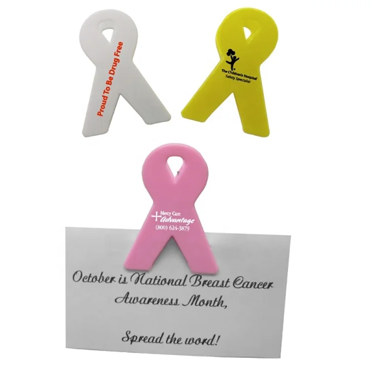 Breast Cancer Awareness Pink Ribbon Magnetic Memo Holder Clip