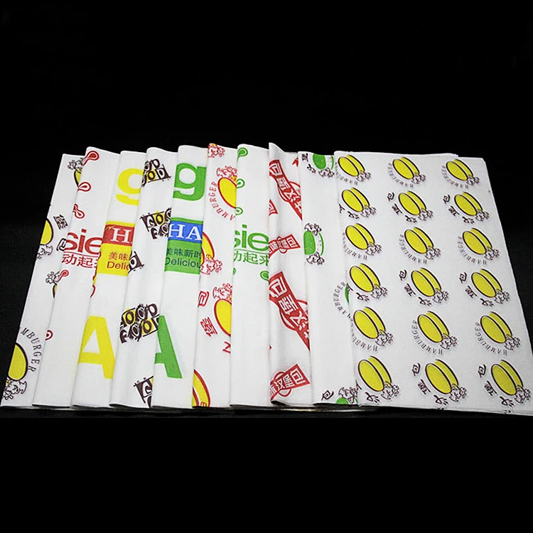 wholesale custom food grade pe coated greaseproof sandwich paper packaging and burger paper sheet for food wrapping