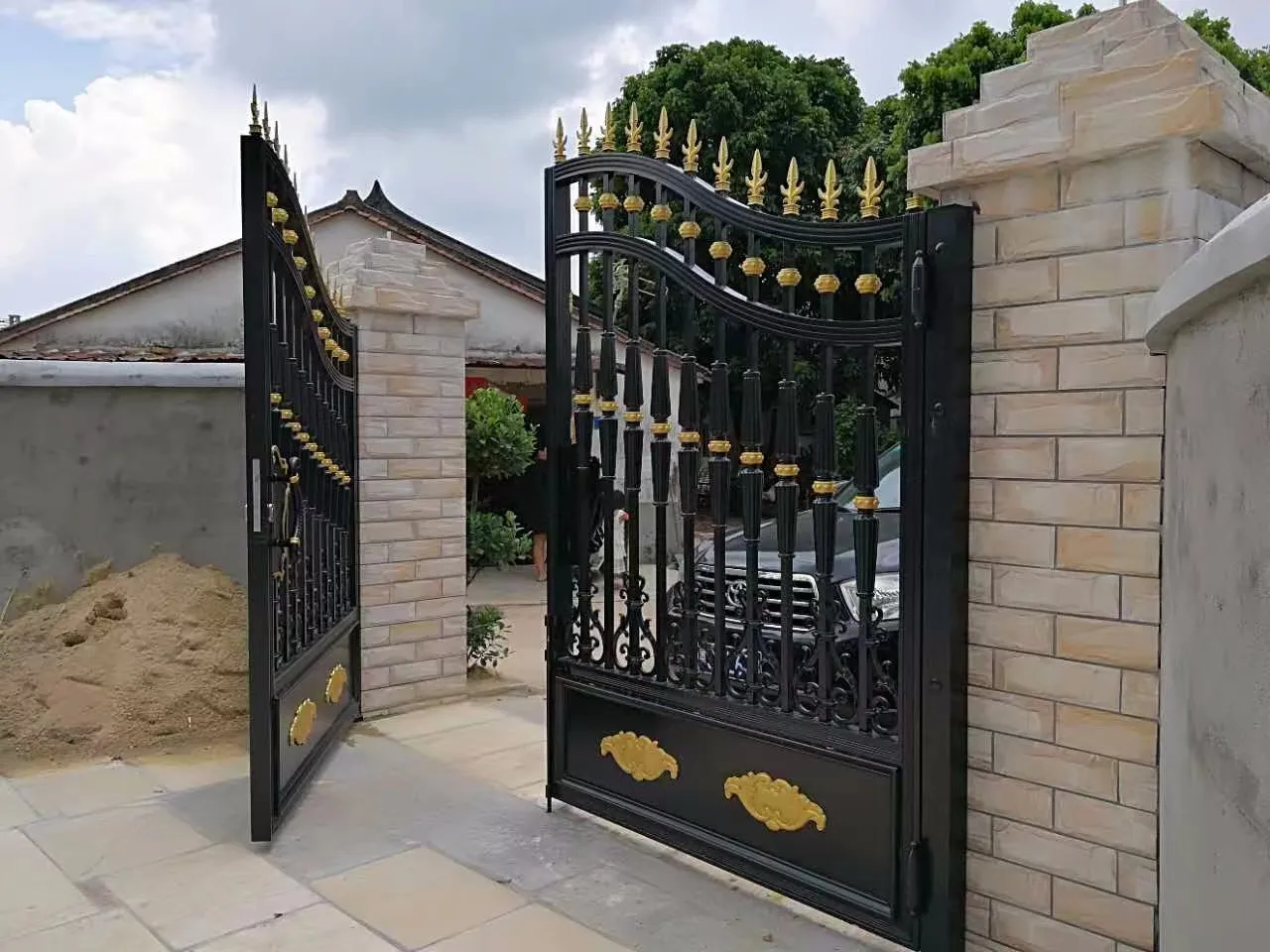 Main Garden Gates  Wrought Iron Driveway Gate Villa Door Swing Door Courtyard Community Double Open Metal Security Door