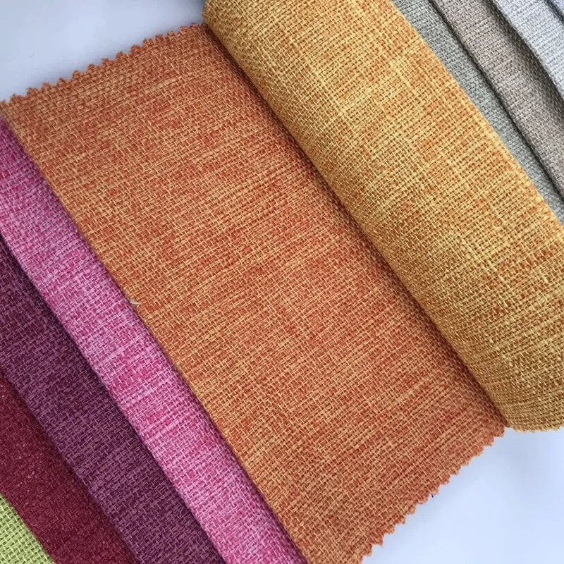 China Manufacturers home 100% polyester Hot sale high quality linen fabric  plain dyed for sofa