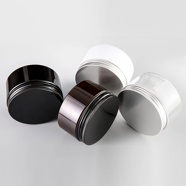 Custom 150ml 200 ml 250ml 8oz 8 oz 200g 250g Plastic PET Empty Wide Mouth Cosmetic Container Plastic Jar With Aluminum Lids