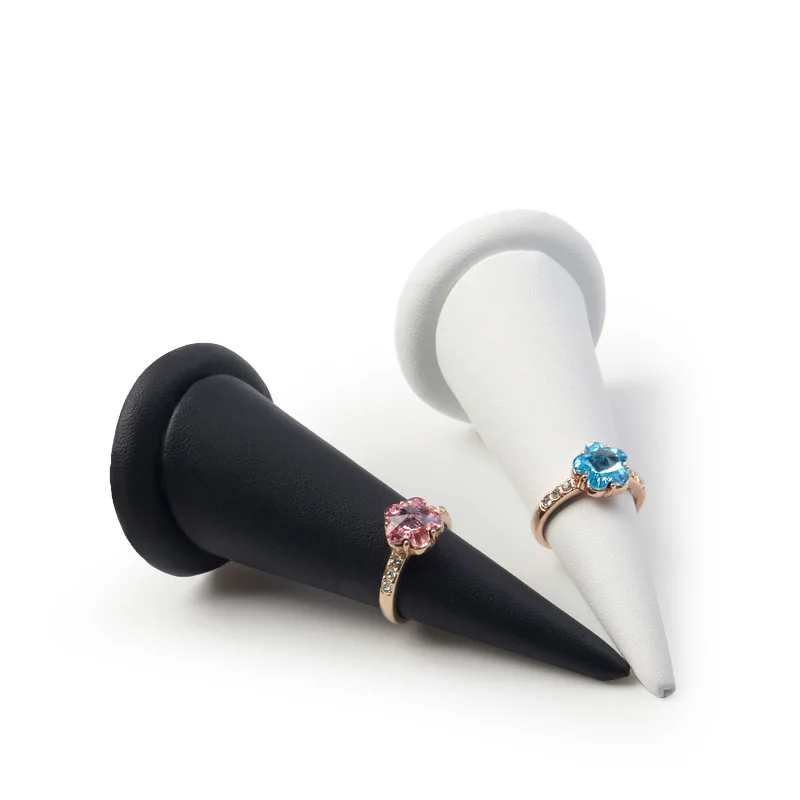 
Nice PU leather White&Black Ring Display Holder Finger shape for Ring Organizer Stand Jewelry Exhibition Storage 