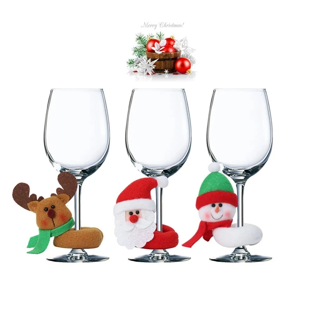 6pcs Wine Glass Decoration Ornament Non-woven Cup Ring Felt Christmas Ring custom felt ornament