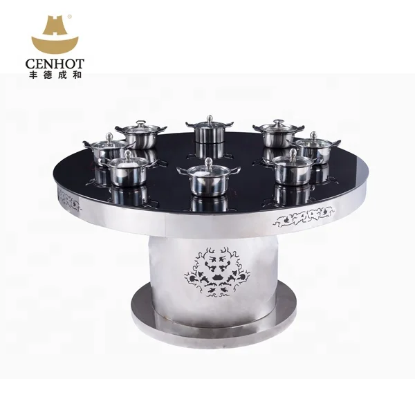 CENHOT Hot pot large round table glass tabletop shabu shabu table for restaurant