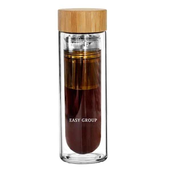 
EG511A 200ML/7OZ wholesale custom logo glass water bottle with bamboo bottom 