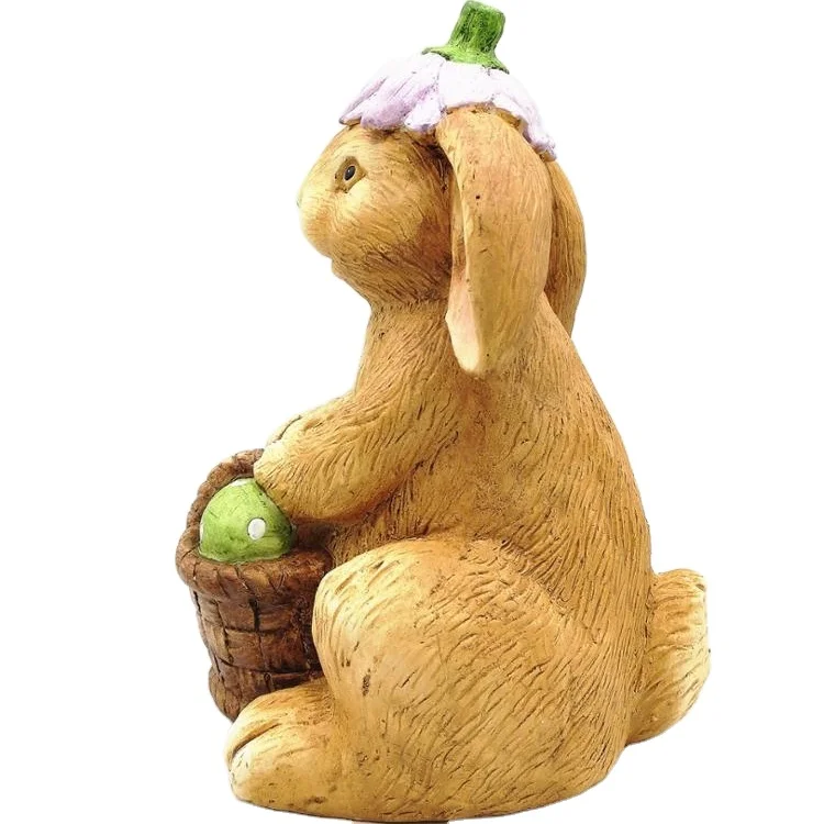 Новый дизайн, керамический кролик с корзиной для домашнего декора