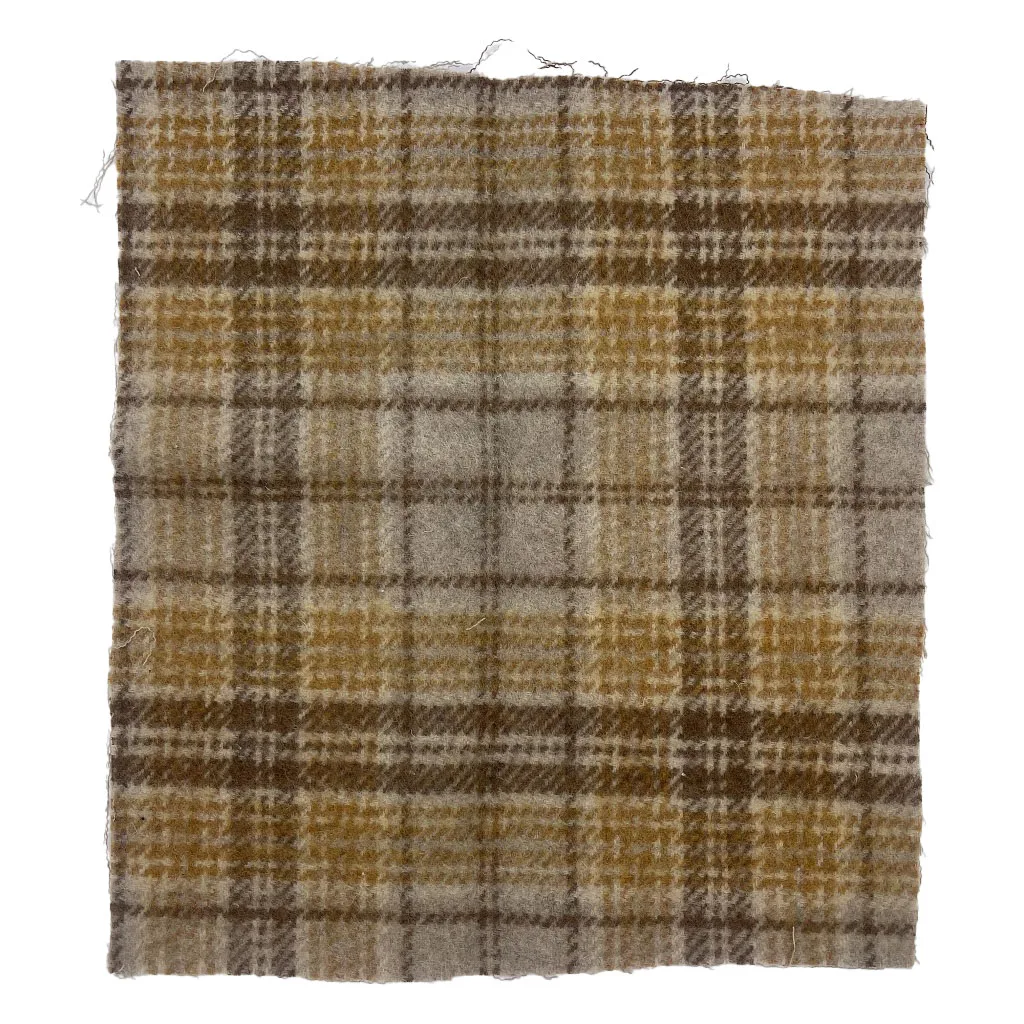 Wholesale Double Face Plush Brush Yellow Brown Wool/Polyester Plaid Woven Fabrics For Clothing ZZH24017