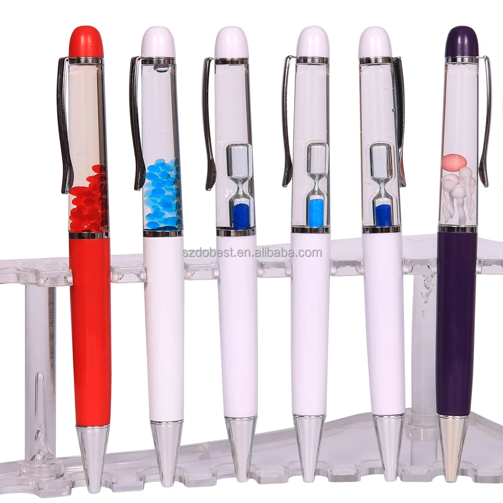 Wholesale Souvenir Custom Characters Cartoon Floater Whole Sale Glitter PVC Liquid Pen