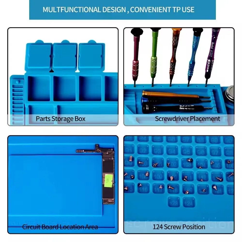 High Quality 45*30cm Blue Magnetic Silicone Desk Pad Heat Resistant Insulation Anti-Static Welding Soldering Supplies