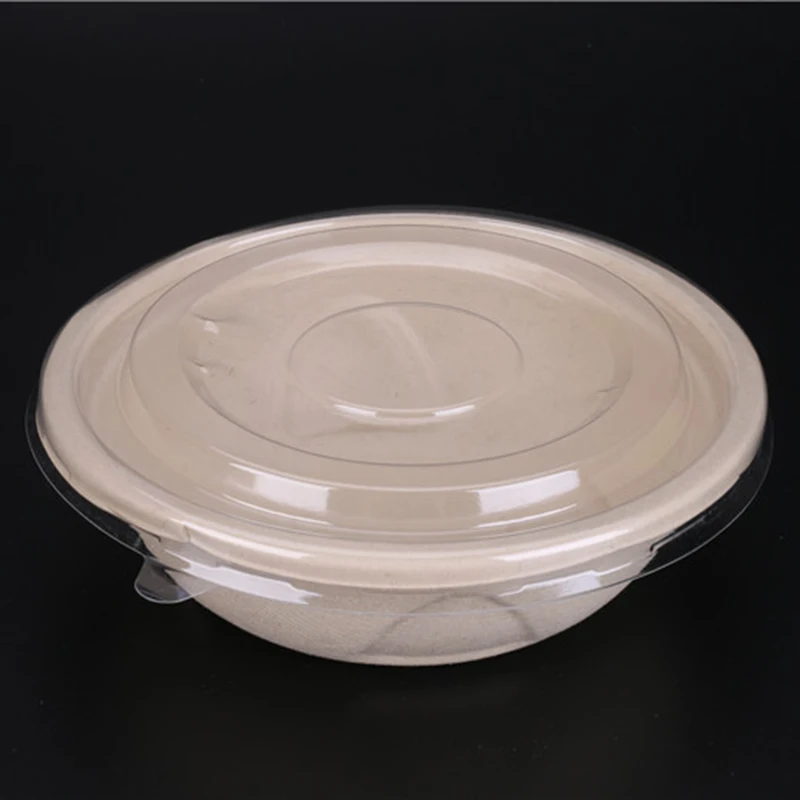 Biodegradable Sugarcane Fast Food Package disposable Degradable environmental protection salad bowl with lid