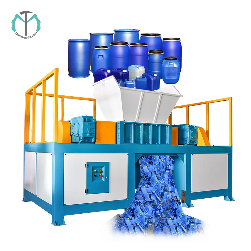 plastic double shaft shredder tyre recycling industrial machines