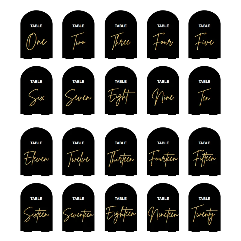 Acrylic Table letters Wedding Centerpieces Luxury Decoration Wedding Table Numbers Signtable numbers gold and black with Stands