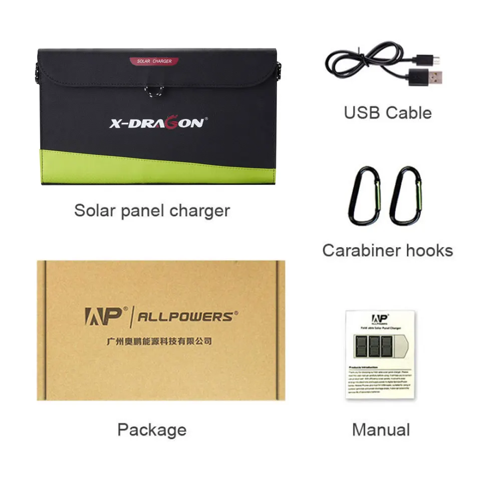 Wholesale of New Products 21w Solar Panel with Dual USB Cable Solar Energy System 5V2.4A Output Solar Panels for Outdoor
