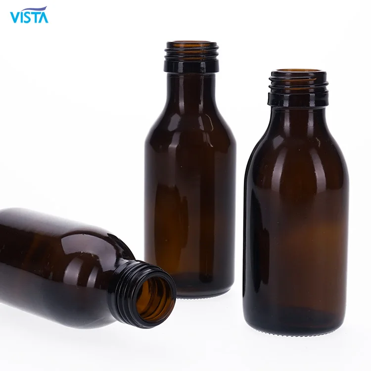 100ml 120ml Amber Laboratory Chemical Glass Bottles Pharmecutical Glass Bottles With Scale Embossment Screw Finsih