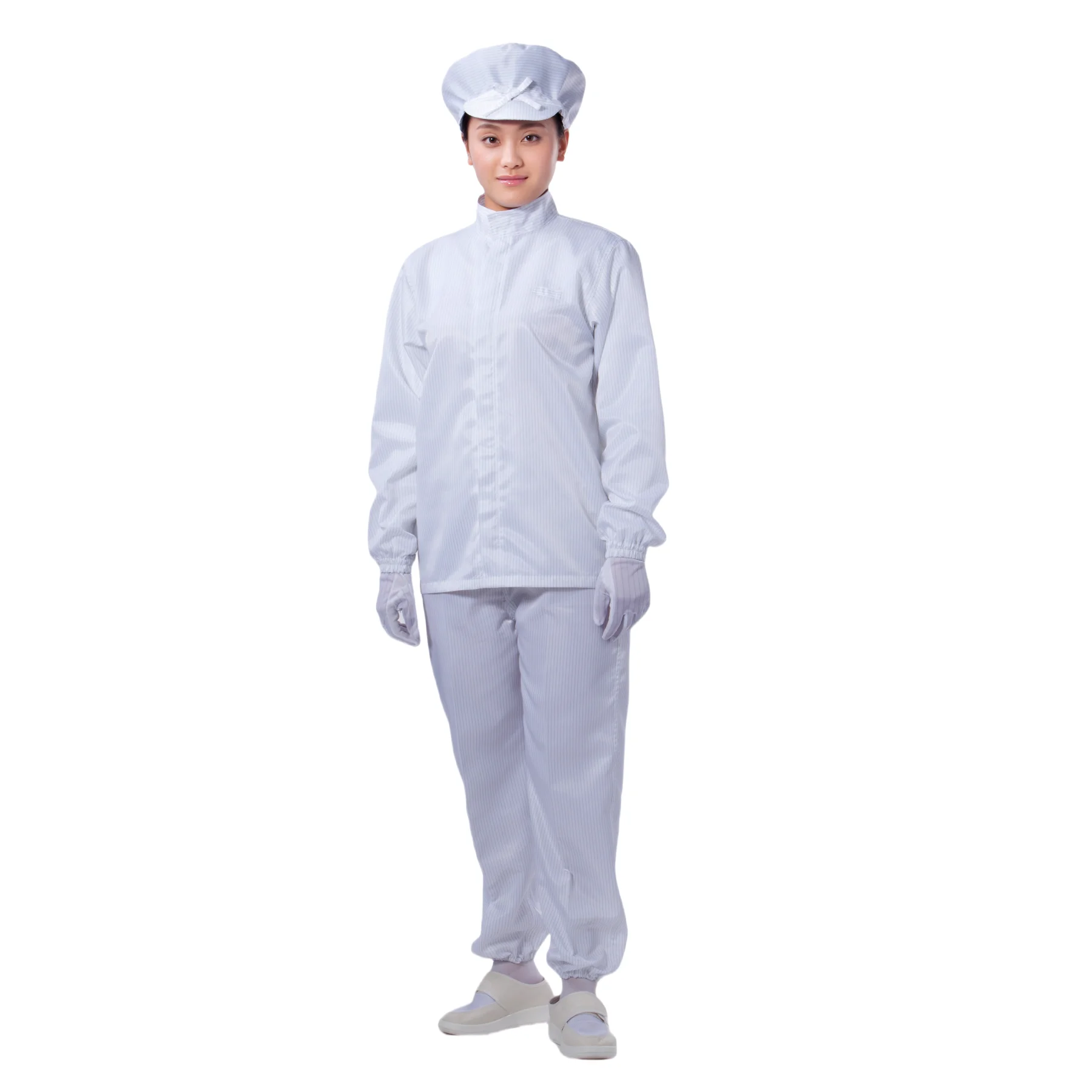27years manufacturer washable 5mm ESD fabric class 1000 cleanroom workwear flat collar zipper can make big size