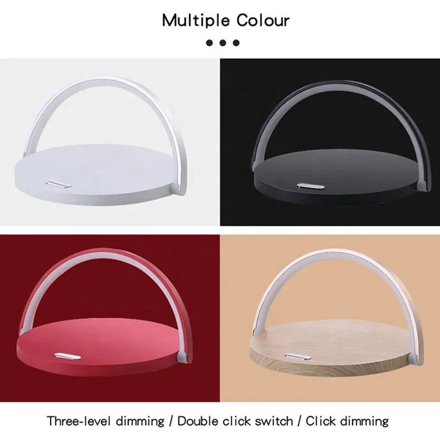 Hot Sell 3 In 1 Wood 10W Wireless Charger Stand Multifunctional Table LED Night Light USB Adjustable Phone Holder With LED Lamp