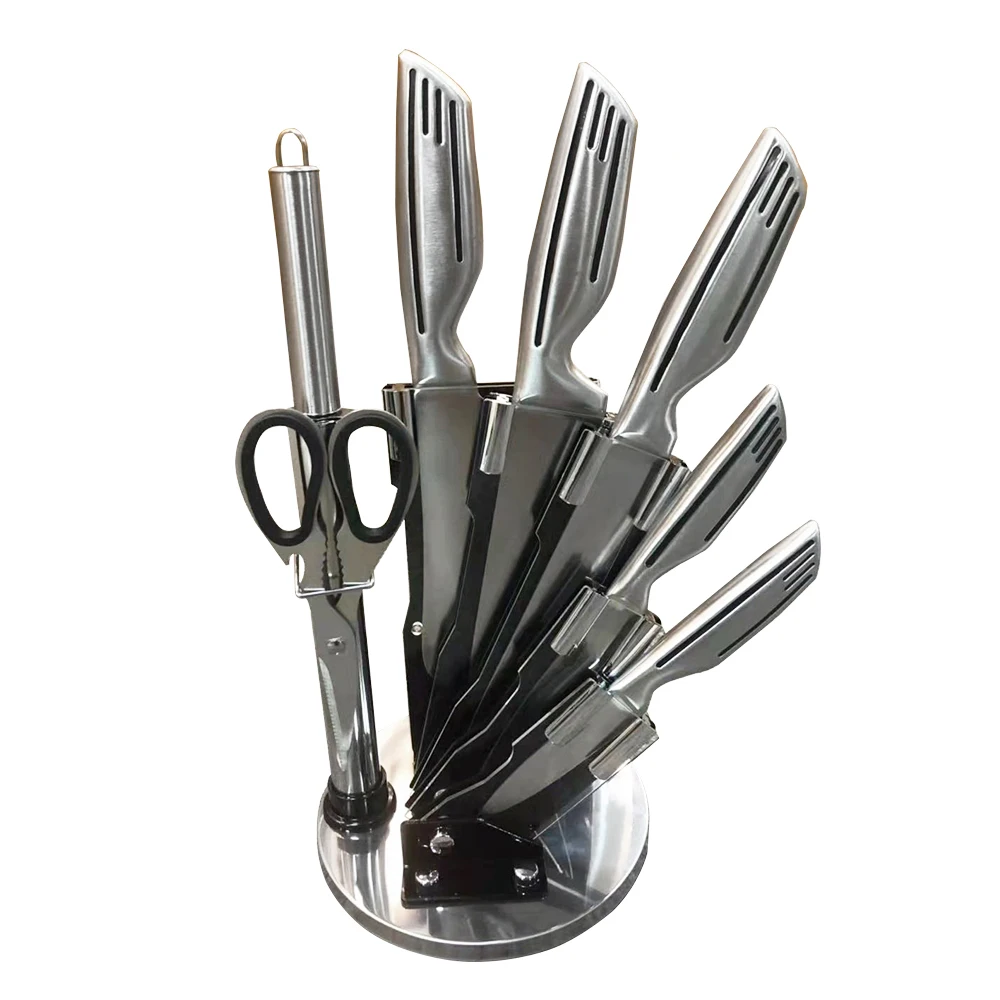  Изготовленный на заказ логотип 7pcs антипригарный кухонный инструмент кастрюля для готовки из нержавеющей стали нож шеф-повара набор с