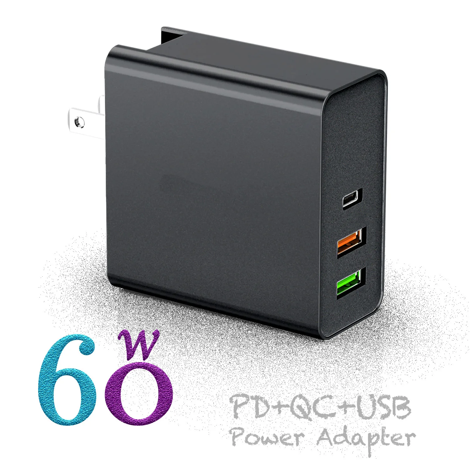  PD60W настенный Usb Type-C PD QC3.0 адаптер для быстрой зарядки с 3 портами сменный штепсельный зарядное