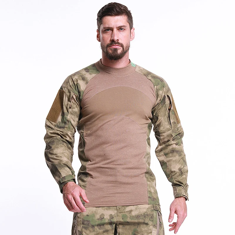 Men Outdoor Uniforms Shirt Stretch Nylon In Multicam Color Long Sleeve Wear Frog Suit Combat Shirt