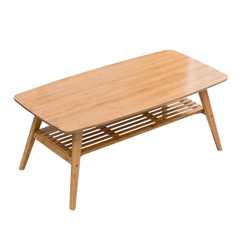 Bamboo Wood Modern R Shape  Japanese Style Tatami Center Desk Living Room Furniture