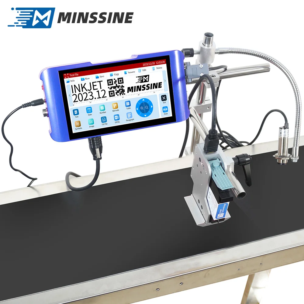 New 12.7mm Online Thermal Inkjet Printer Bottle Plastic Bag Retail Industries Manufactured Date Exp Date Printing