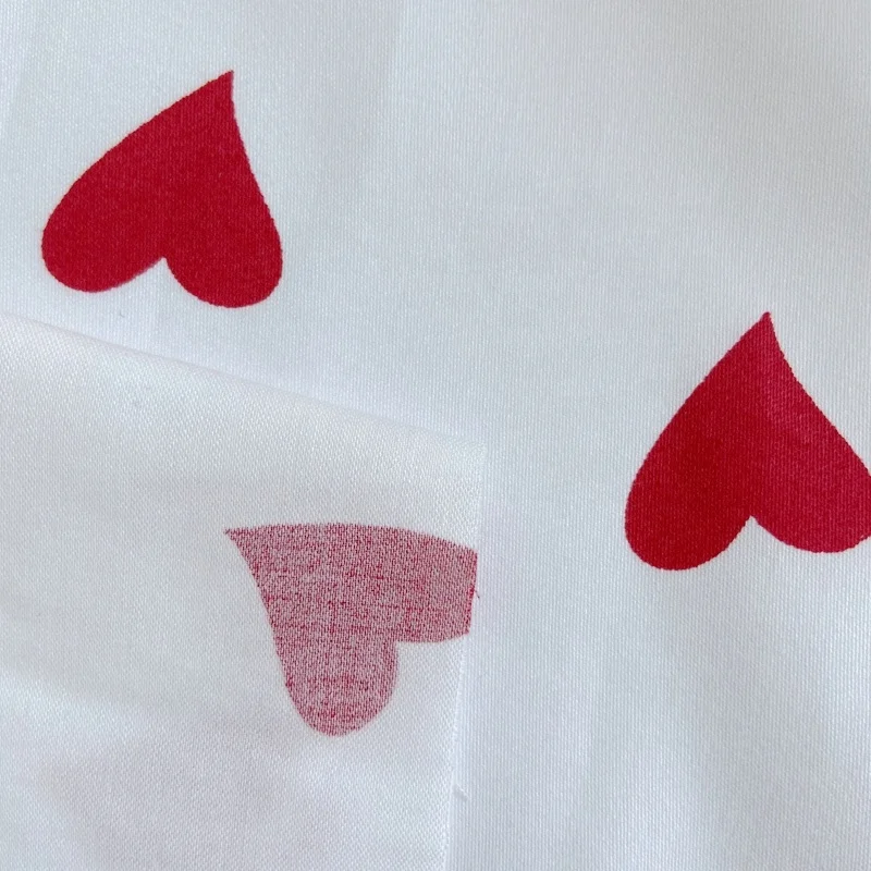 
Print cotton satin fabric with fashion red heart pattern for cotton fabric satin shirt 