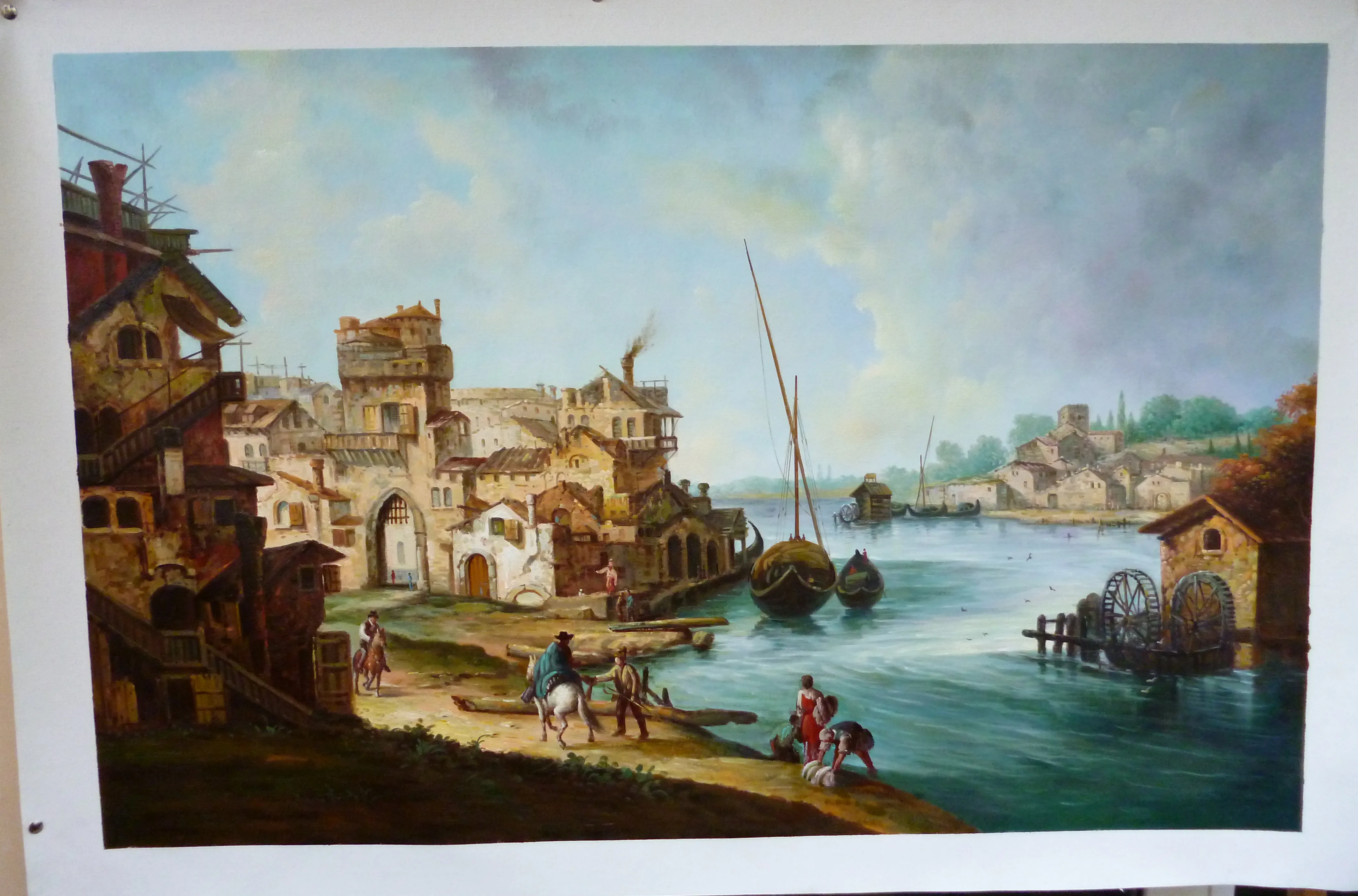 Large Ship Painting Realistic Oil Painting on Canvas Sailing Art Sail Boat Decor Sunset Painting