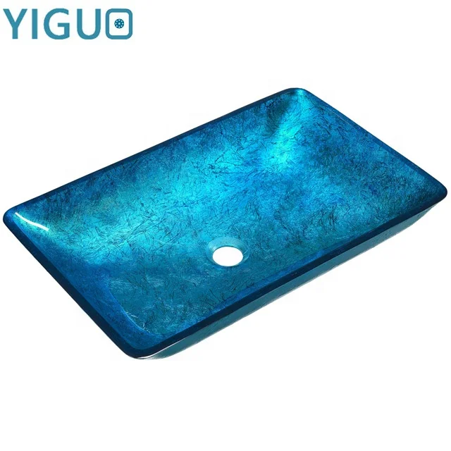 Cheap rectangular bowl shape top mount on line hot sale tempered glass bathroom hand wash basin
