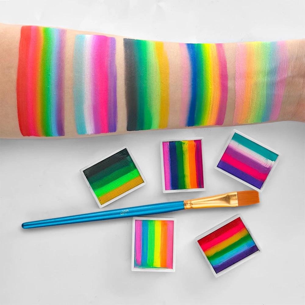 Water Activated Professional Party Face Painting With Brush Kit Professional Body Makeup Face Body Paint