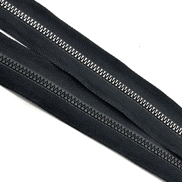 Factory Wholesale 3# 5# 8# Open End Zipper Metallization Film Zipper Chain Paste Gold Silver Film Metal Plastic Resin Zipper
