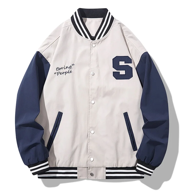 Whosale Blank Nylon Satin Long Sleeves Vintage Basketball Bomber Men Varsity Jacket