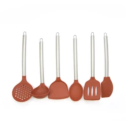 Silicone Cooking Tools Set Heat Resistance Kitchen Accessories Utensils with Heat Proof Handle   silicone kitchenware