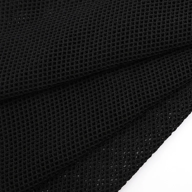 
Bulk wholesale make to order 100% polyester black 3d spacer mesh clothing fabric sport wear 