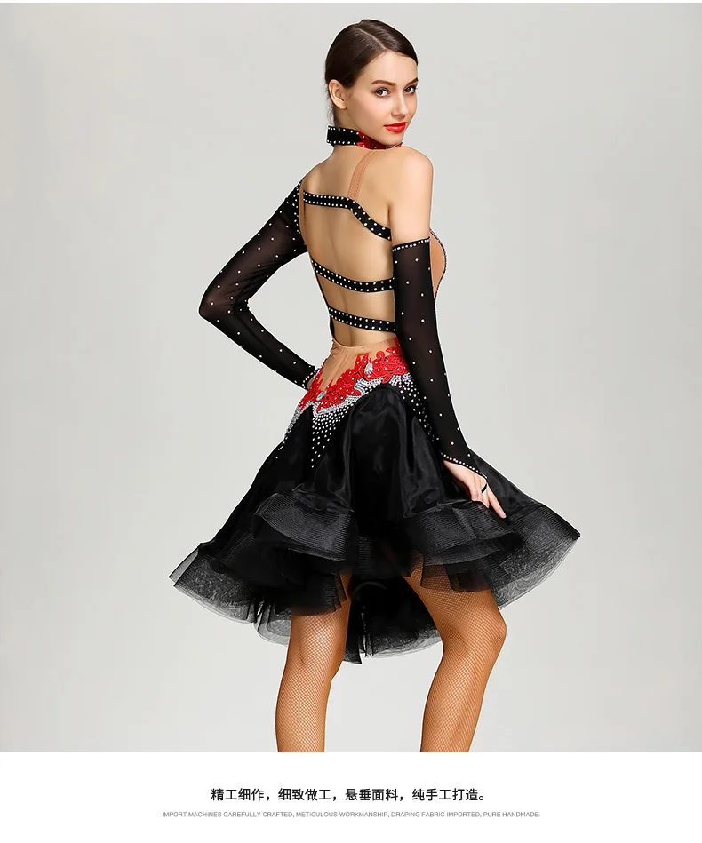 OCTS7029 Professional Girls Latin Dance Competition Dancewear Shinny Latin Dress