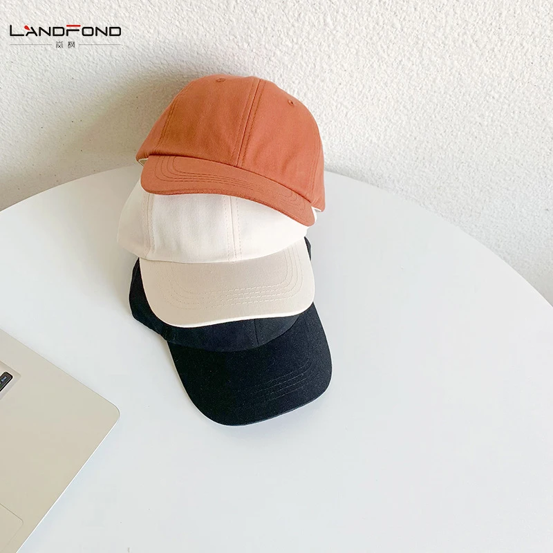 Landfond 2024 Wholesale Summer Cotton Plain Kids Baseball Cap for 3-6Y Custom Logo Opp Bag Digital Printing Fashion Cap Unisex