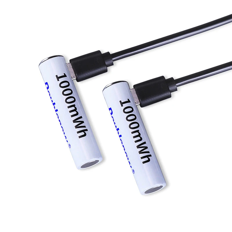 Doublepow Best Selling 1.5V AAA USB Type-C Rechargeable Lithium Ion Battery 1000mWh 600mwh 1.5V Li-ion Battery