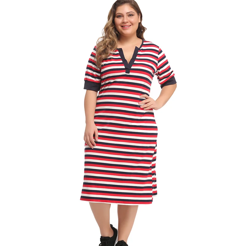 China Manufacture Tshirt dresses knee length for woman Plus size tshirt