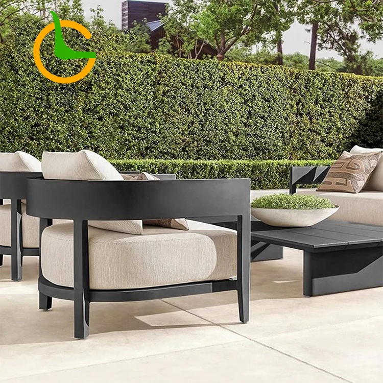 Luxury Aluminum Patio Outdoor Sofa Set Living Room Application Elegant Courtyard Outdoor Furniture Set Backyard Furniture