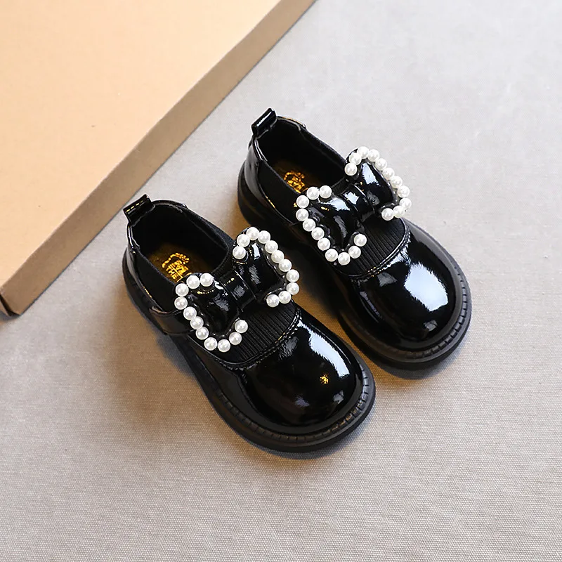 Весенне-осенняя стильная детская повседневная обувь Springway, кожаная обувь принцессы для девочек с бантом