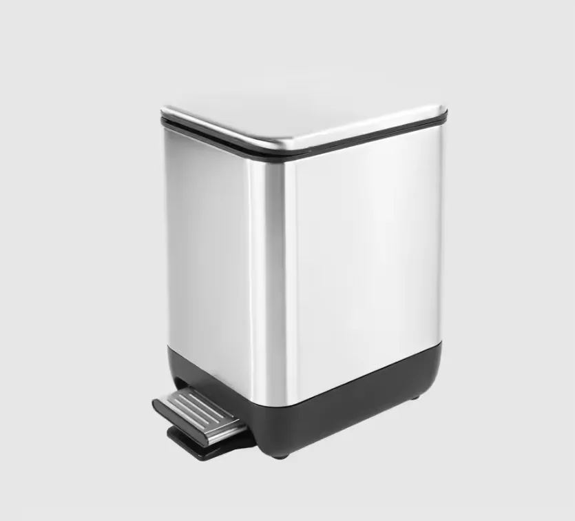 Stainless Steel 410 9L Rectangle Pedal Bin Soft Close Bathroom Trash Bin Household Kitchen Trash Bin with Stable Pedal