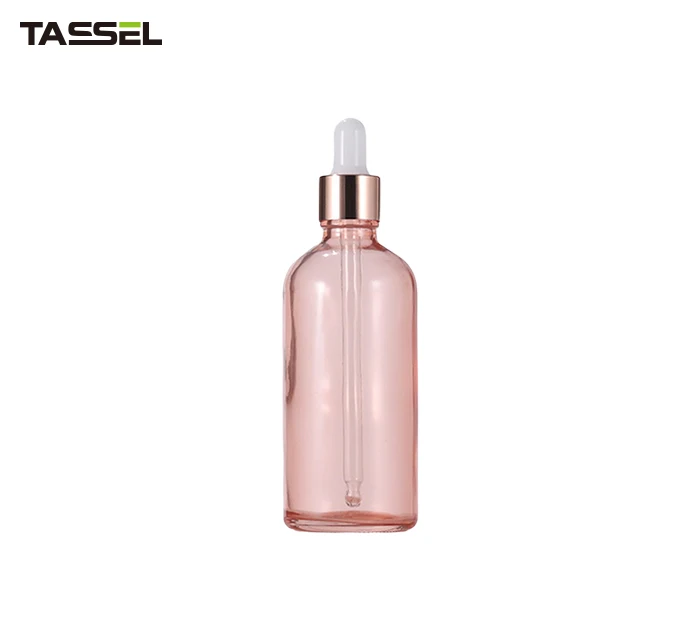 Amazon Hot Sales 30Ml Cherry Pink Glass Dropper Bottle With Rose Gold Dropper