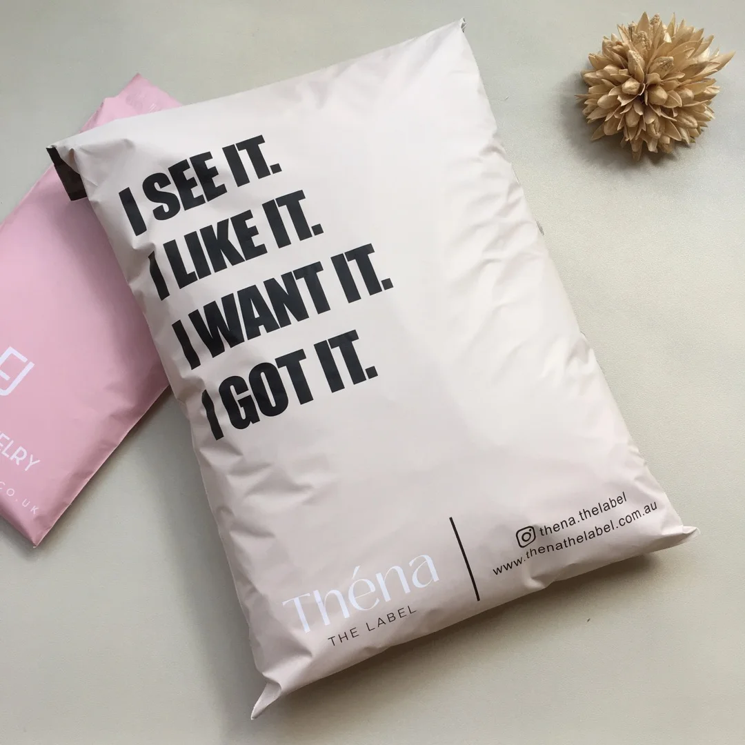 biodegradable matte nude custom shipping bags poly pack mailing bags courier bags with logo for clothing